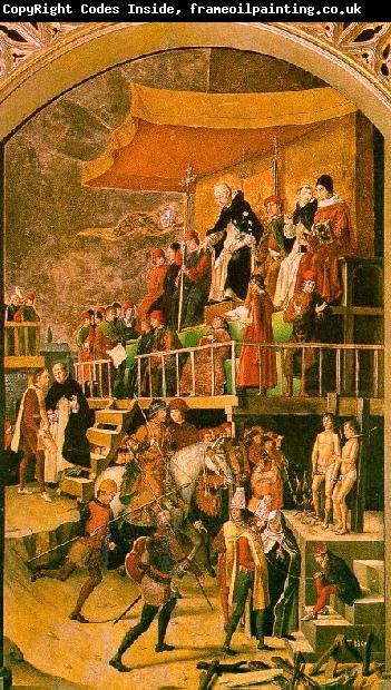 BERRUGUETE, Pedro The Court of Inquisition Chaired by St. Dominic